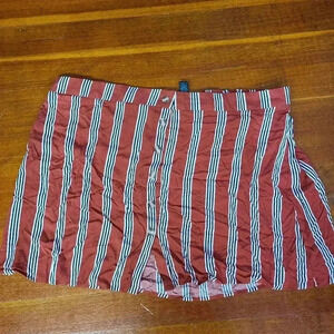 Plus Size Striped Mini Skirt w/ Faux Buttons